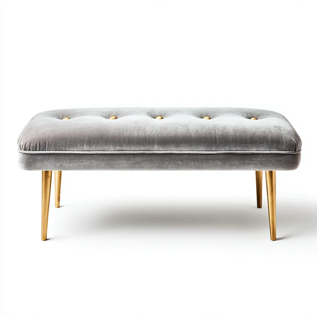 Panca Per Letto Velluto Imbottito 102x42x47 Cm - Grigio - Design Moderno Per Camera Da Letto-Oakuploft