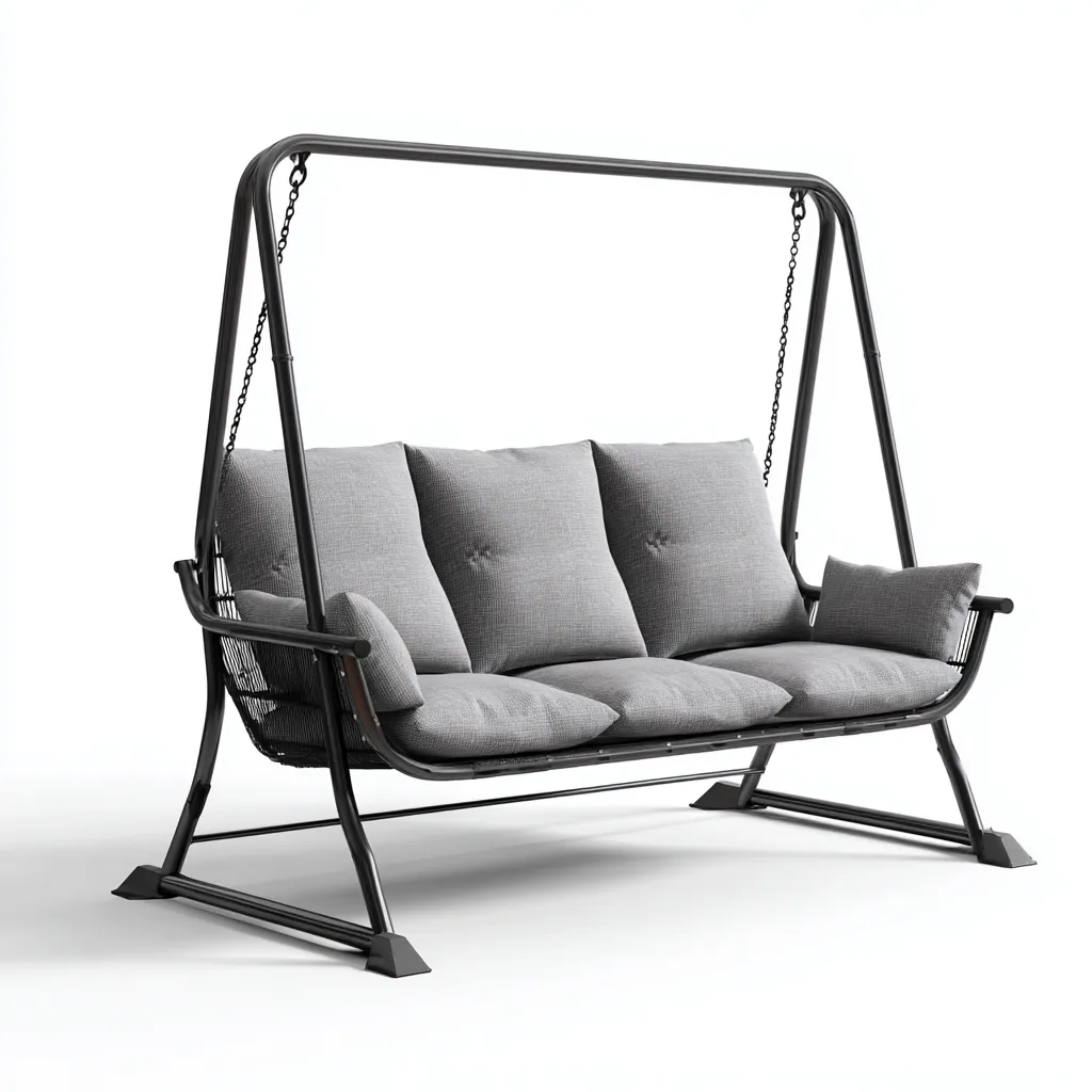 Dondolo Da Giardino Struttura In Metallo E Tessuto 188x118x165 Cm - Grigio Scuro - Adatto Per Esterno - Design Moderno-Oakuploft