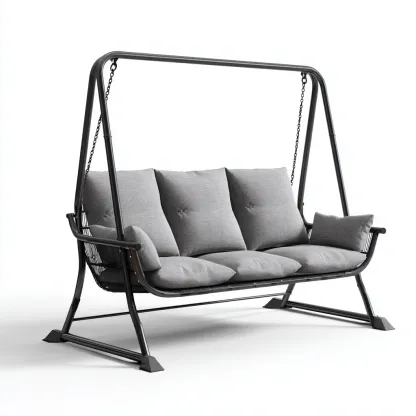 Dondolo Da Giardino Struttura In Metallo E Tessuto 188x118x165 Cm - Grigio Scuro - Adatto Per Esterno - Design Moderno-Oakuploft