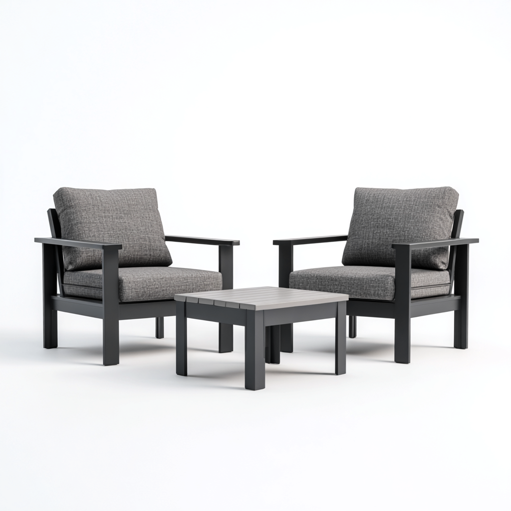 Divani Da Esterno In Metallo E Tessuto 75x70x85 Cm - Grigio Scuro - Adatto Per Giardino - Design Moderno-Oakuploft