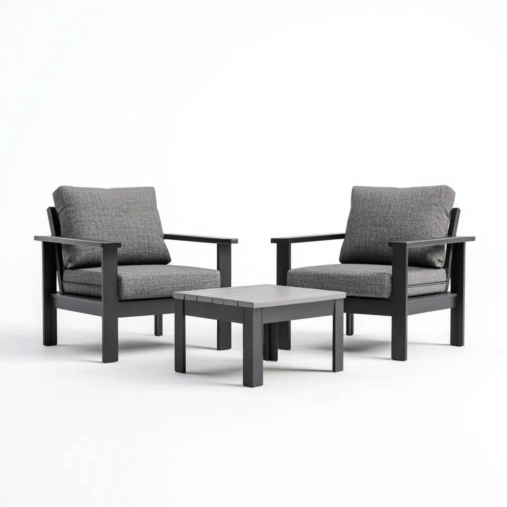 Divani Da Esterno In Metallo E Tessuto 75x70x85 Cm - Grigio Scuro - Adatto Per Giardino - Design Moderno-Oakuploft