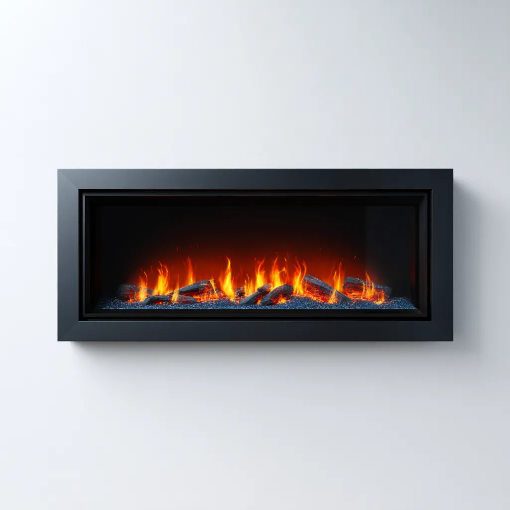 Camino A Legna Da Incasso Struttura In Metallo 95X30X45 Cm - Nero - Design Moderno Per Soggiorno-Oakuploft