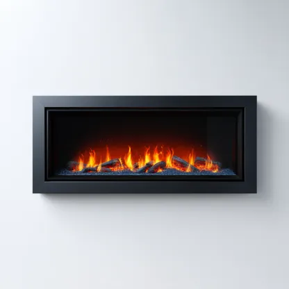 Camino A Legna Da Incasso Struttura In Metallo 95X30X45 Cm - Nero - Design Moderno Per Soggiorno-Oakuploft