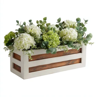 Vasi E Supporti Per Piante In Resina Effetto Legno 40X15X18 Cm - Beige-Marrone - Design Rustico-Oakuploft