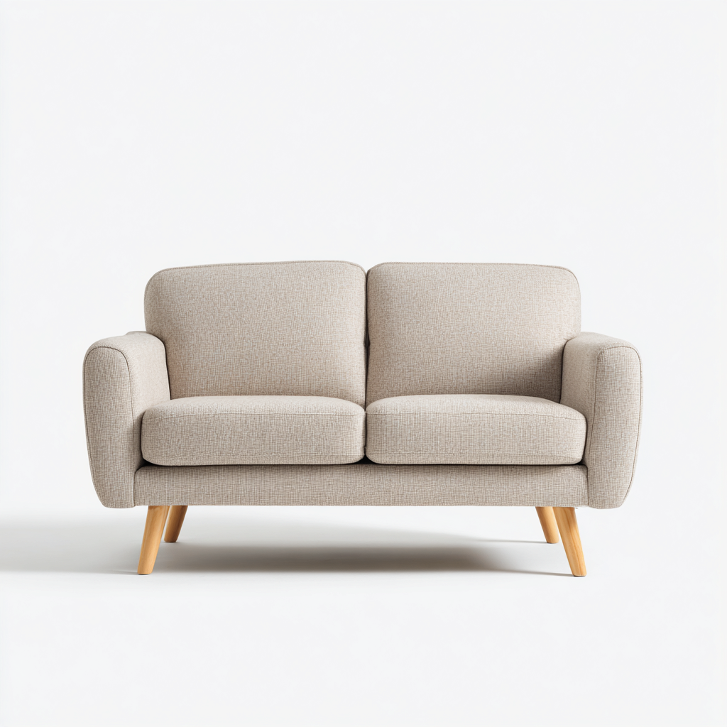 Divano A Due Posti Tessuto 158x83x85 Cm - Beige - Stile Moderno - Adatto Al Soggiorno-Oakuploft