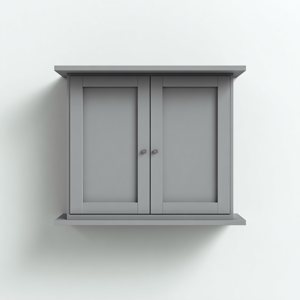 Mobile Bagno Pensile In Legno Con Doppia Anta E Mensola 60x20x55 Cm - Grigio - Design Minimalista Per Bagno-Oakuploft