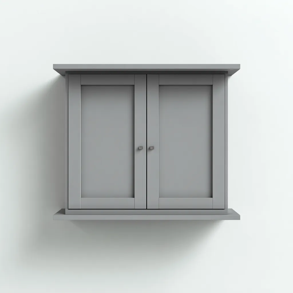 Mobile Bagno Pensile In Legno Con Doppia Anta E Mensola 60x20x55 Cm - Grigio - Design Minimalista Per Bagno-Oakuploft