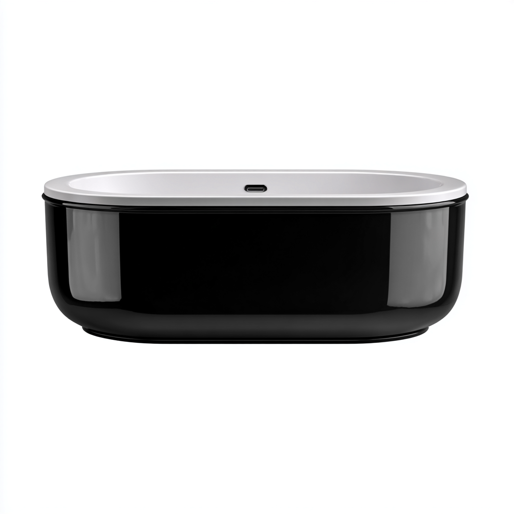 Vasca Da Bagno Freestanding In Materiale Acrilico 170x80x60 Cm - Bianco-Nero - Design Moderno Per Bagno-Oakuploft