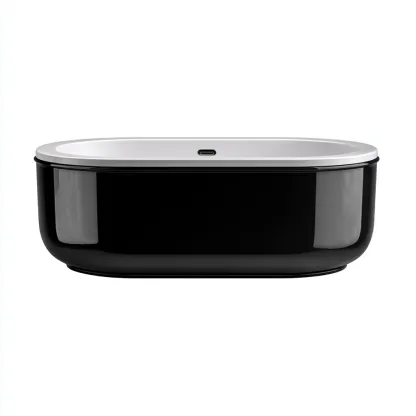 Vasca Da Bagno Freestanding In Materiale Acrilico 170x80x60 Cm - Bianco-Nero - Design Moderno Per Bagno-Oakuploft