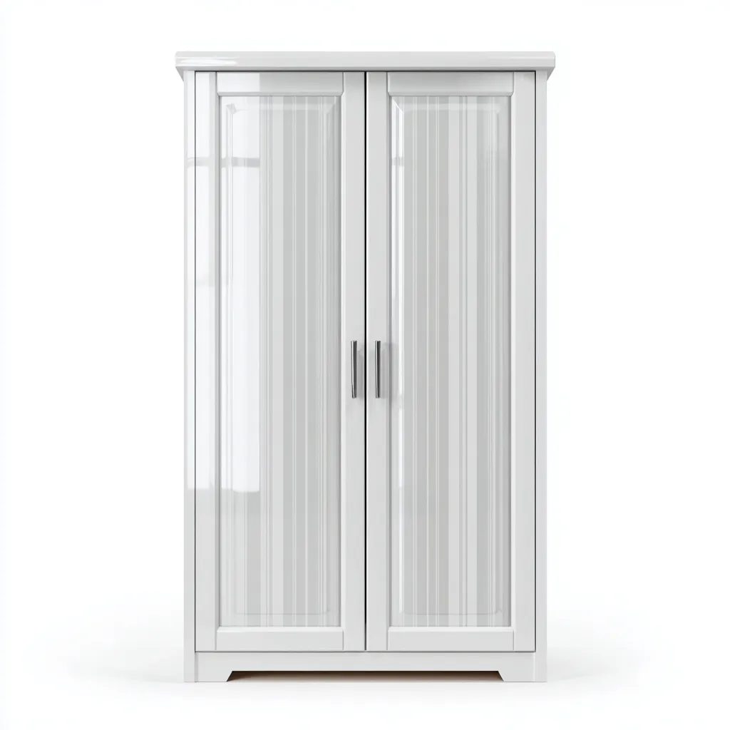 Armadio Legno Con Ante In Vetro 100x50x180 Cm - Bianco - Design Moderno-Oakuploft