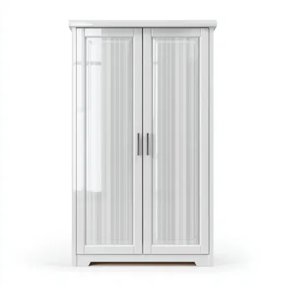 Armadio Legno Con Ante In Vetro 100x50x180 Cm - Bianco - Design Moderno-Oakuploft