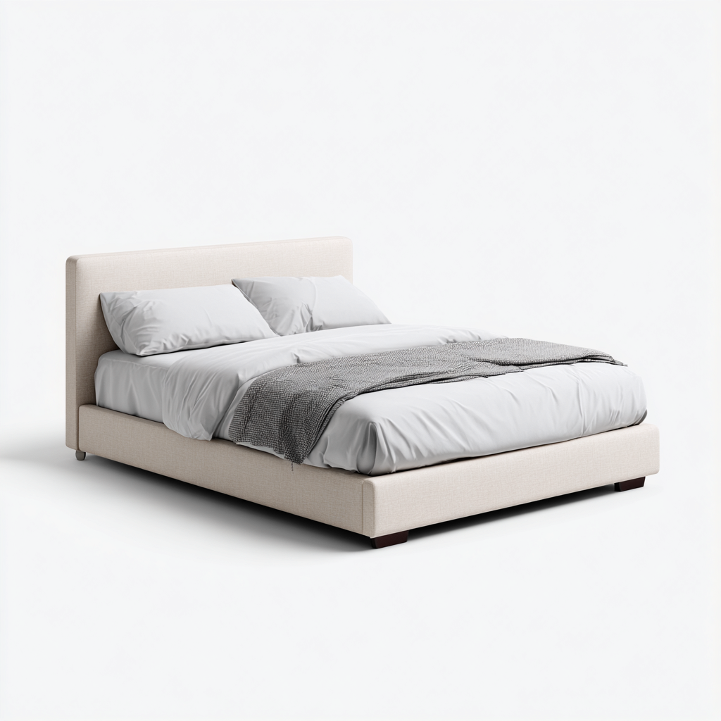 Letto Matrimoniale Tessuto Imbottito 200x160x108 Cm - Crema - Design Moderno Per Camera Da Letto-Oakuploft