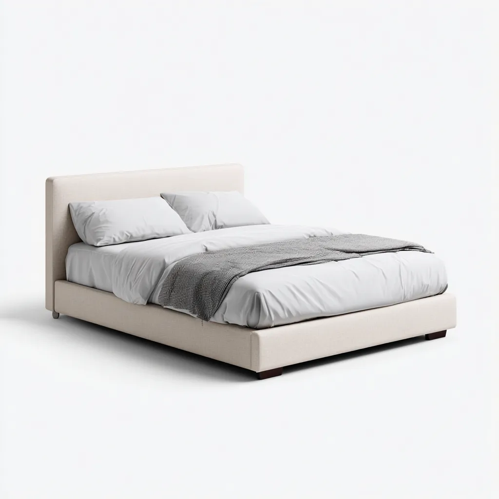 Letto Matrimoniale Tessuto Imbottito 200x160x108 Cm - Crema - Design Moderno Per Camera Da Letto-Oakuploft