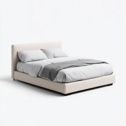 Letto Matrimoniale Tessuto Imbottito 200x160x108 Cm - Crema - Design Moderno Per Camera Da Letto-Oakuploft