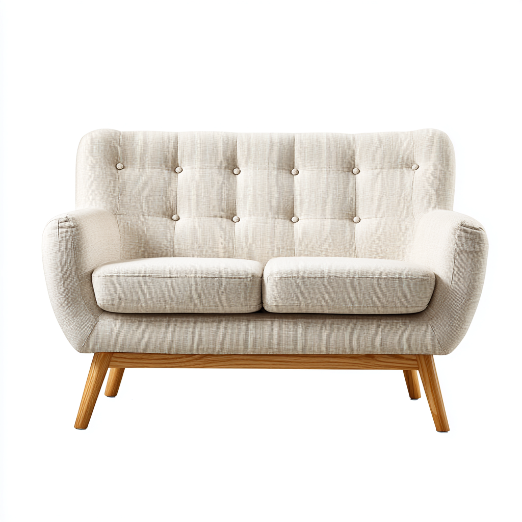 Divano A Due Posti Tessuto 150x82x88 Cm - Beige - Stile Moderno - Adatto Al Soggiorno-Oakuploft