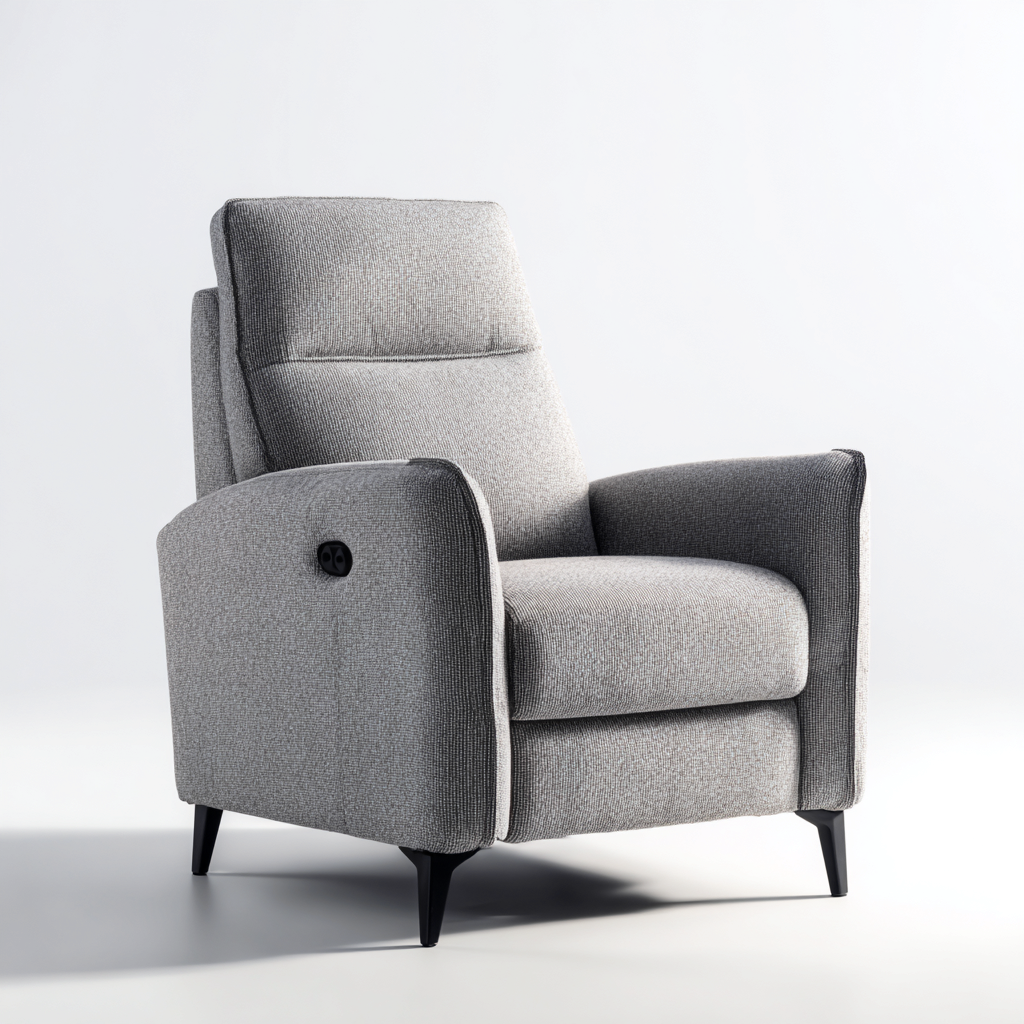 Poltrona Reclinabile-Tessuto-82X88X104 Cm-Grigio Chiaro-Design Moderno-Oakuploft