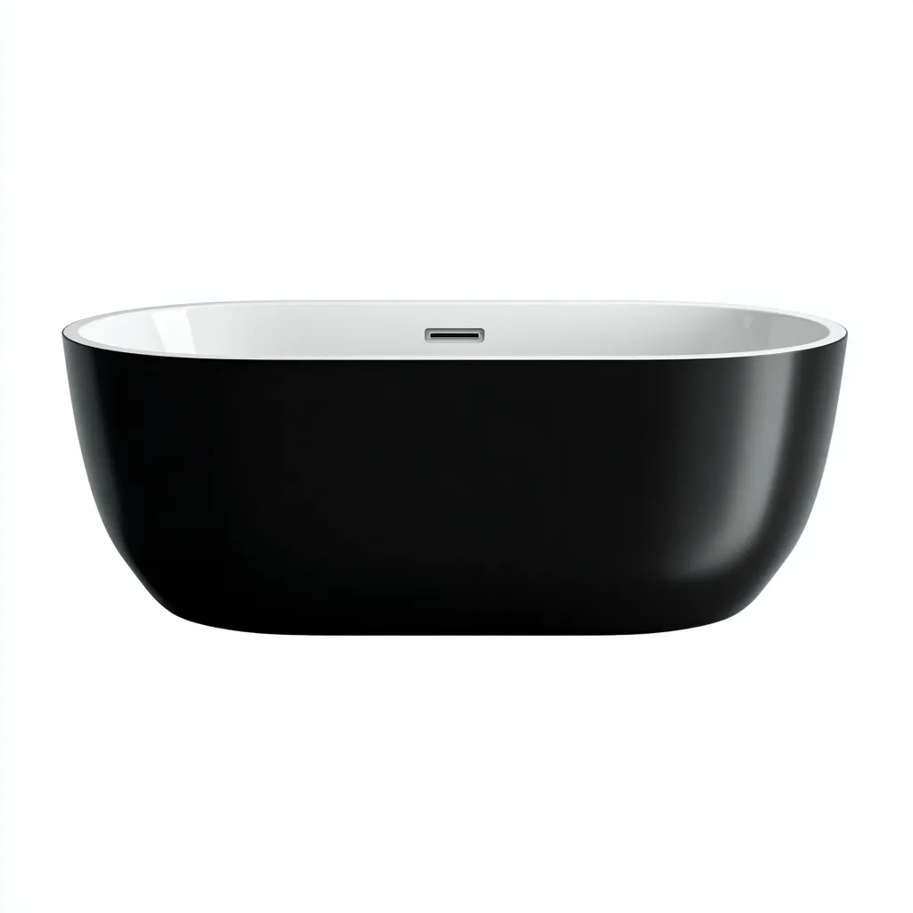 Vasca Da Bagno Freestanding In Materiale Acrilico 168x78x60 Cm - Nero-Bianco - Design Moderno Minimalista Per Bagno-Oakuploft