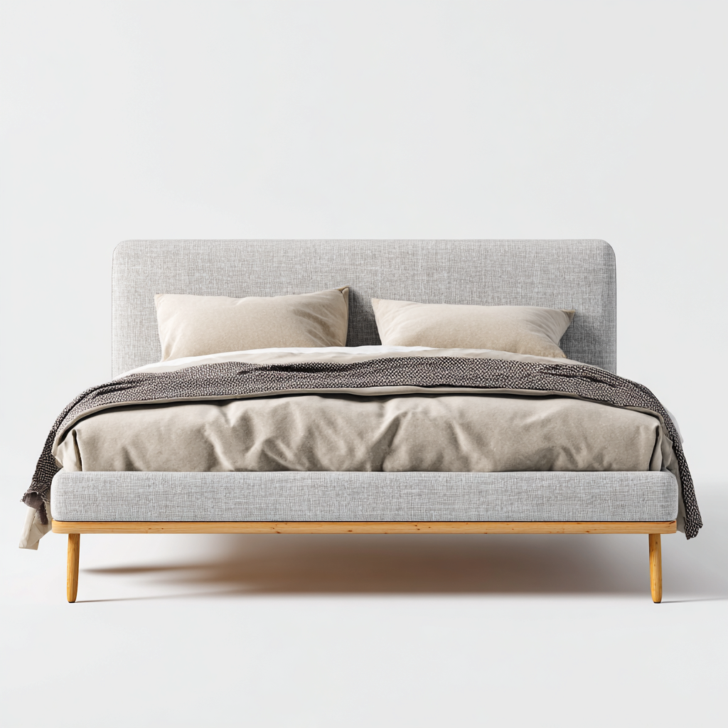 Letto Matrimoniale Tessuto Imbottito 200x160x110 Cm - Grigio Chiaro - Design Moderno Per Camera Da Letto-Oakuploft