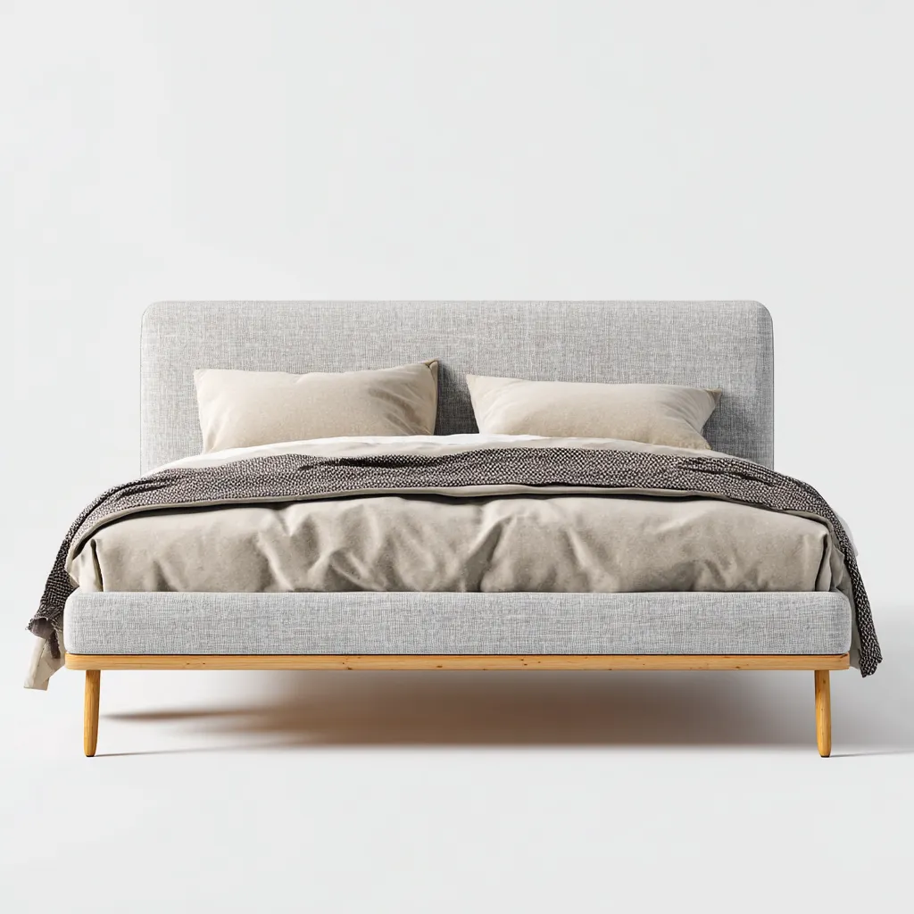 Letto Matrimoniale Tessuto Imbottito 200x160x110 Cm - Grigio Chiaro - Design Moderno Per Camera Da Letto-Oakuploft