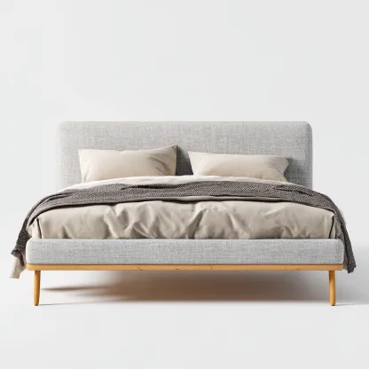 Letto Matrimoniale Tessuto Imbottito 200x160x110 Cm - Grigio Chiaro - Design Moderno Per Camera Da Letto-Oakuploft