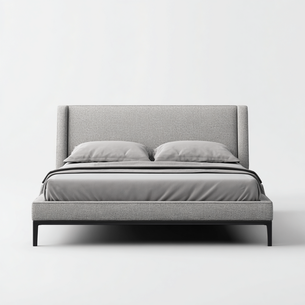 Letto Matrimoniale Tessuto Imbottito 200X160 Cm Grigio Struttura In Metallo Design Moderno Uso In Camera Da Letto-Oakuploft