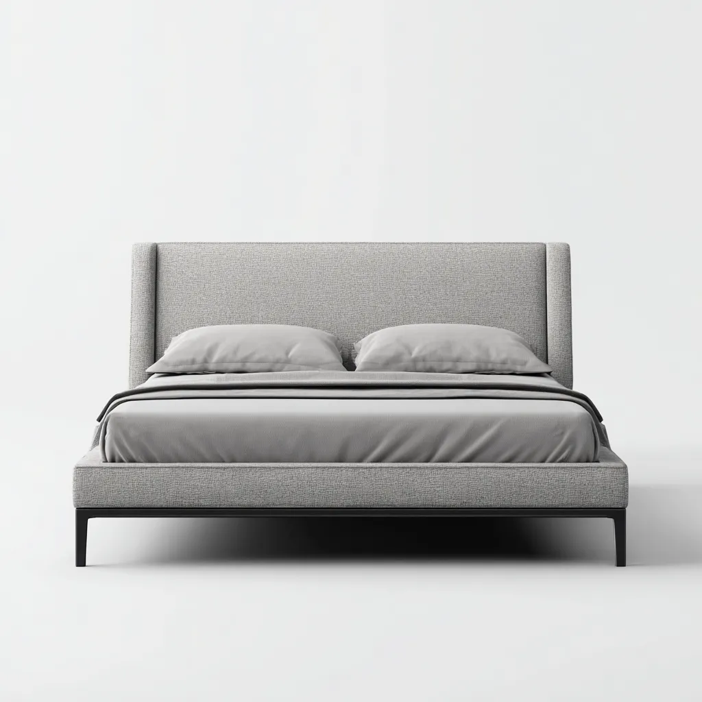 Letto Matrimoniale Tessuto Imbottito 200X160 Cm Grigio Struttura In Metallo Design Moderno Uso In Camera Da Letto-Oakuploft