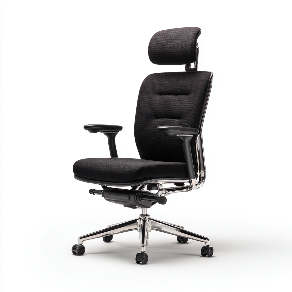 Sedia Da Ufficio Ergonomica Tessuto 70X68X125 Cm - Nero - Design Moderno Per Postazione Di Lavoro-Oakuploft