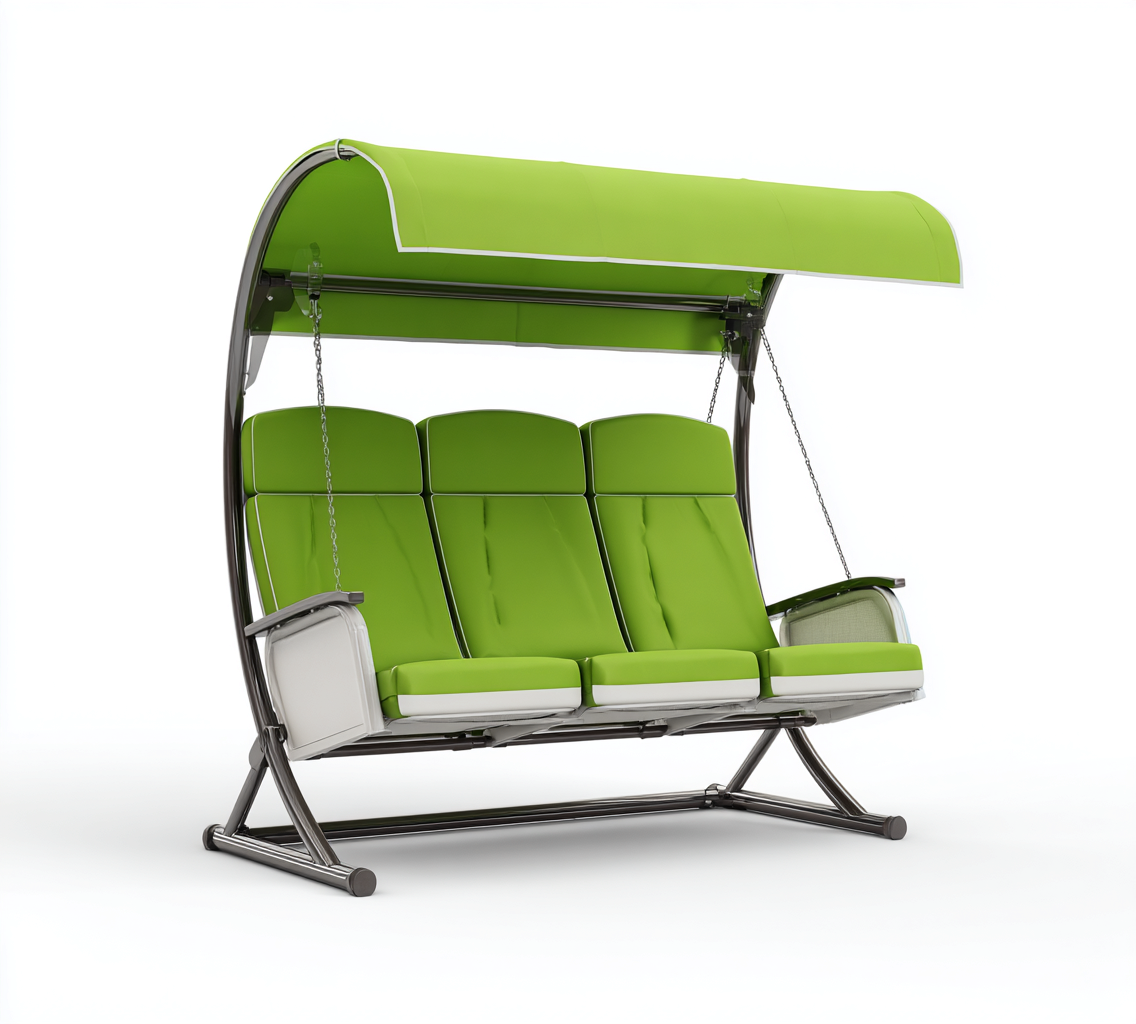 Dondolo Da Giardino In Metallo E Tessuto 200x130x165 Cm - Verde - Adatto Per Esterno - Design Moderno-Oakuploft