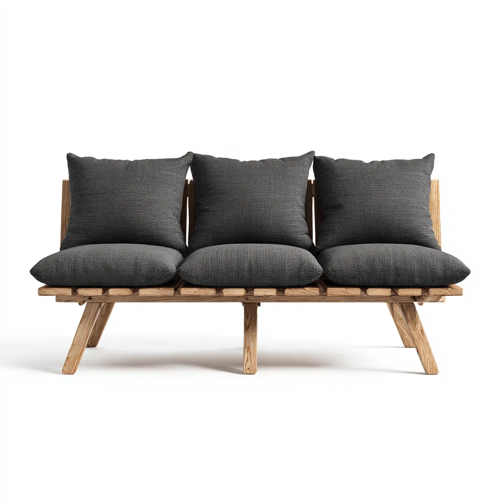 Divano Da Esterno Legno Massello E Tessuto 180x75x85 Cm - Grigio Scuro - Adatto Per Giardino - Design Moderno-Oakuploft