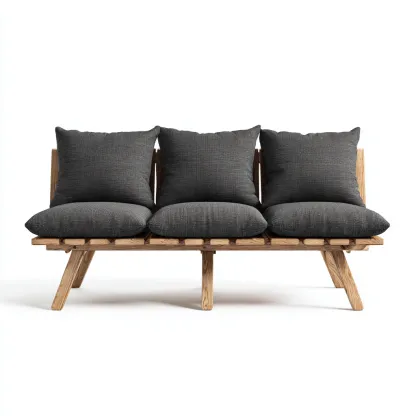 Divano Da Esterno Legno Massello E Tessuto 180x75x85 Cm - Grigio Scuro - Adatto Per Giardino - Design Moderno-Oakuploft