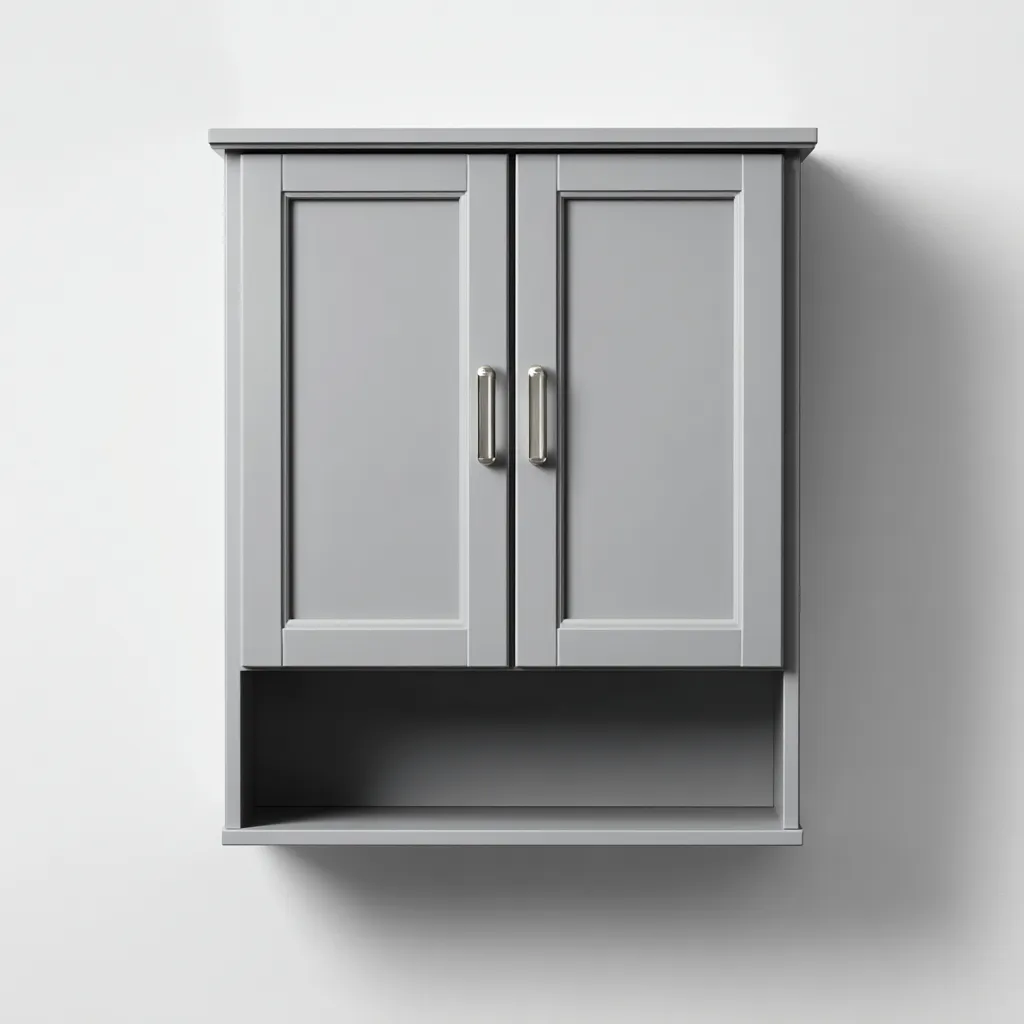 Mobile Bagno Pensile Legno Con Due Ante 45x20x60 Cm - Grigio - Design Moderno-Oakuploft