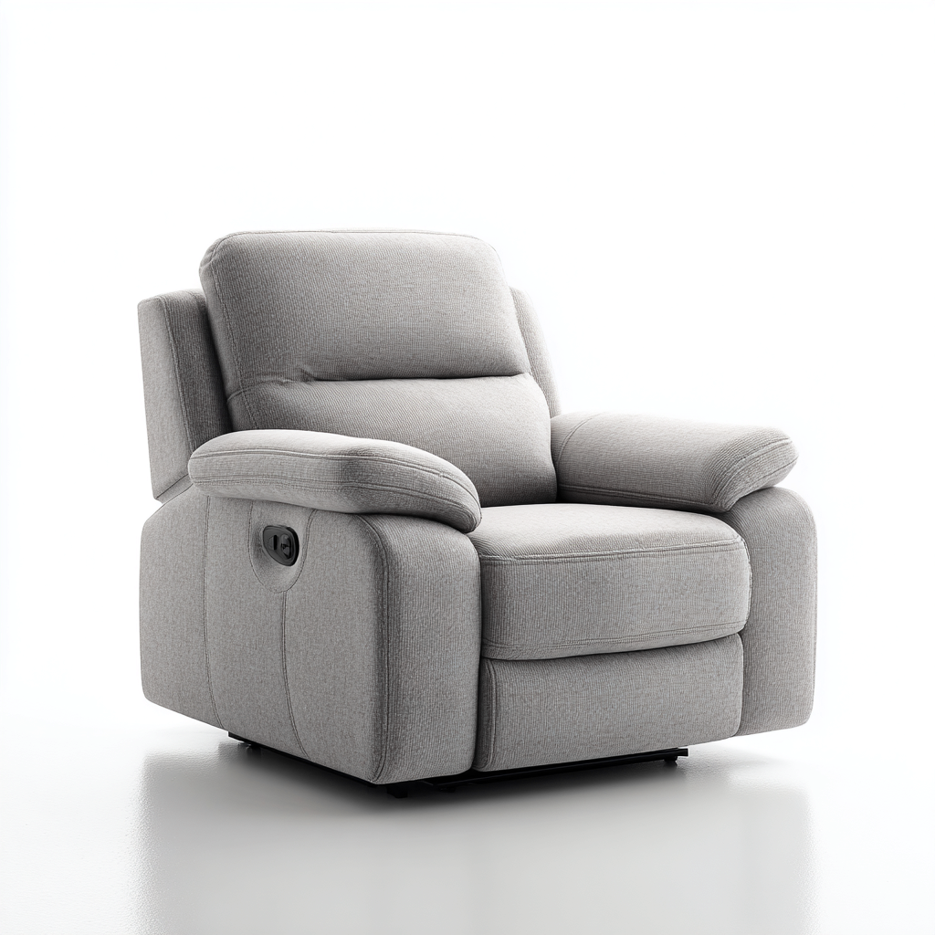 Poltrona Reclinabile Tessuto 92x102x101 Cm - Grigio - Stile Moderno - Adatta Al Soggiorno-Oakuploft