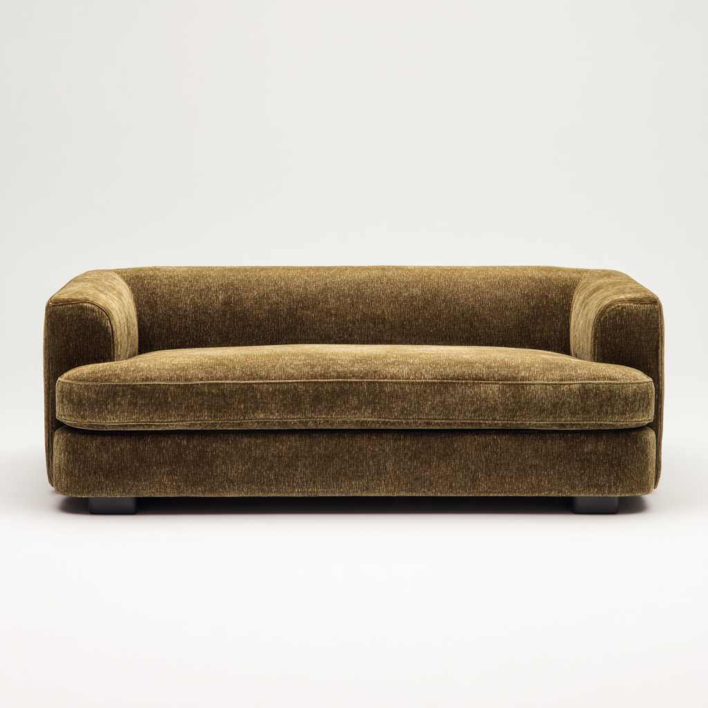 Divano A Due Posti Tessuto 178x92x70 Cm - Marrone Oliva - Stile Moderno - Adatto Al Soggiorno-Oakuploft