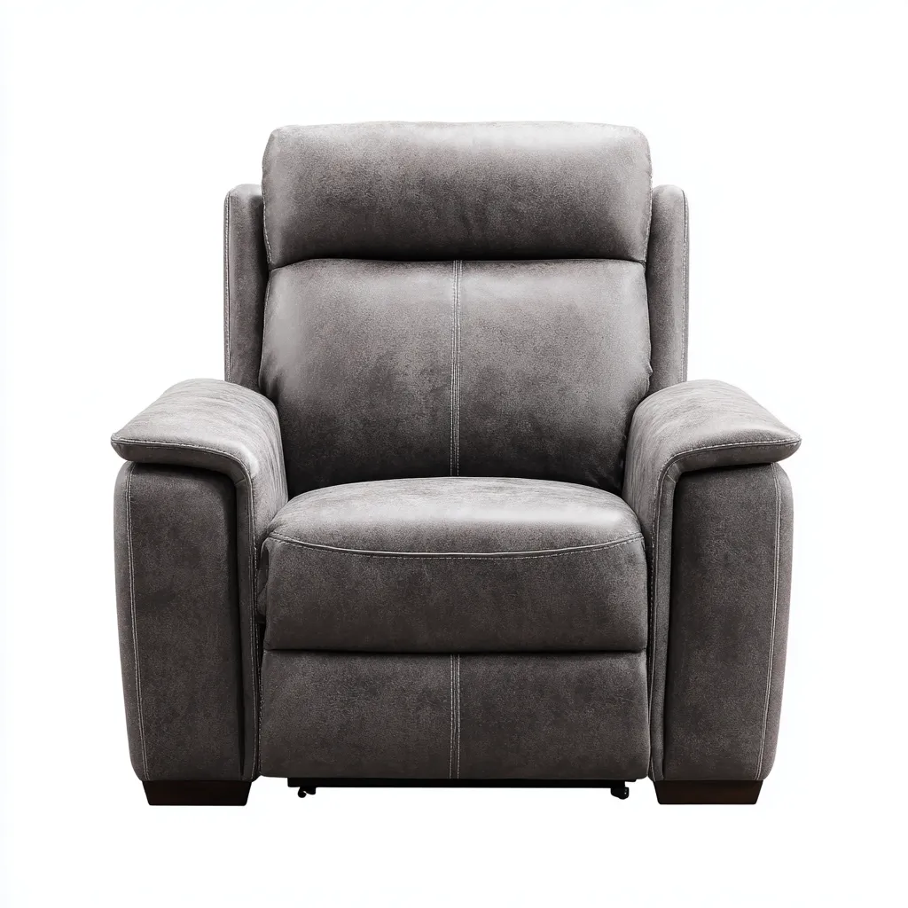 Poltrona Reclinabile Pelle 95x102x105 Cm - Grigio - Stile Moderno - Adatta Al Soggiorno-Oakuploft