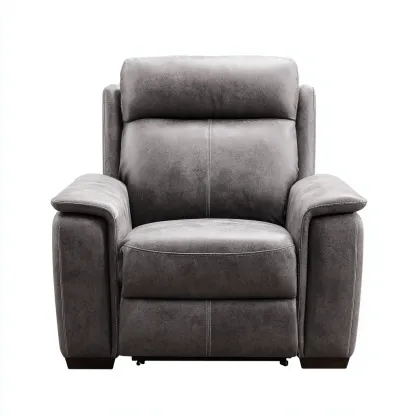 Poltrona Reclinabile Pelle 95x102x105 Cm - Grigio - Stile Moderno - Adatta Al Soggiorno-Oakuploft