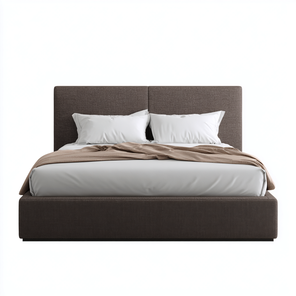Letto Matrimoniale Tessuto Imbottito 200x160x115 Cm - Marrone - Design Moderno Per Camera Da Letto-Oakuploft