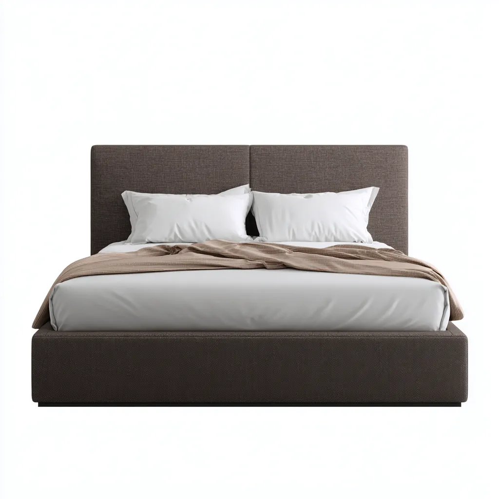 Letto Matrimoniale Tessuto Imbottito 200x160x115 Cm - Marrone - Design Moderno Per Camera Da Letto-Oakuploft