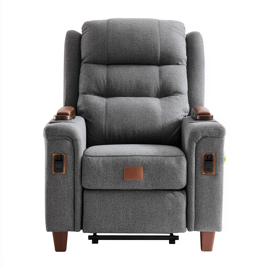 Poltrona Reclinabile-Tessuto-98X94X108 Cm-Grigio-Design Ergonomico-Oakuploft