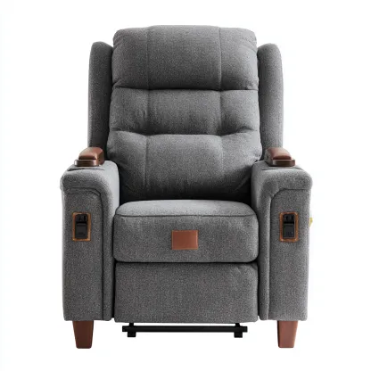 Poltrona Reclinabile-Tessuto-98X94X108 Cm-Grigio-Design Ergonomico-Oakuploft