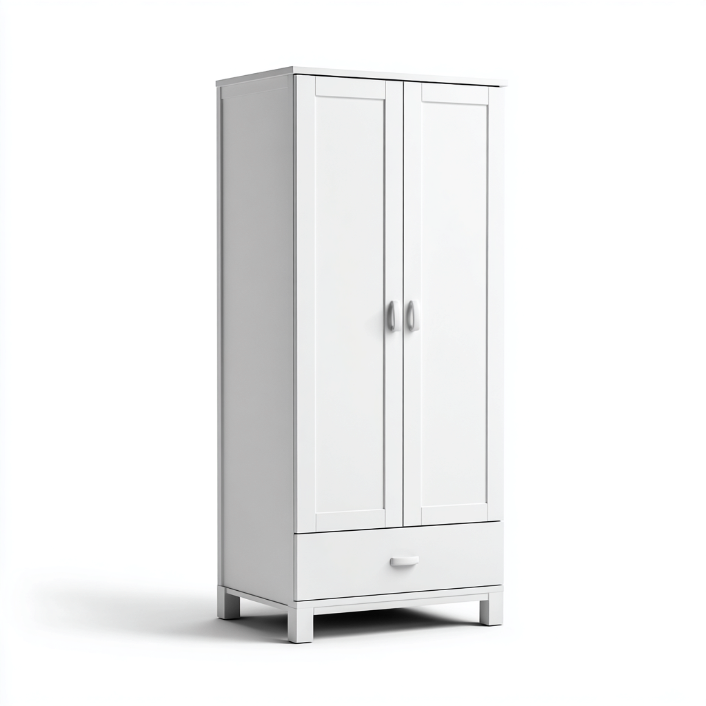 Armadio In Legno Composito Con Finitura Opaca 100x50x180 Cm - Bianco - Design Moderno Per Camera Da Letto-Oakuploft