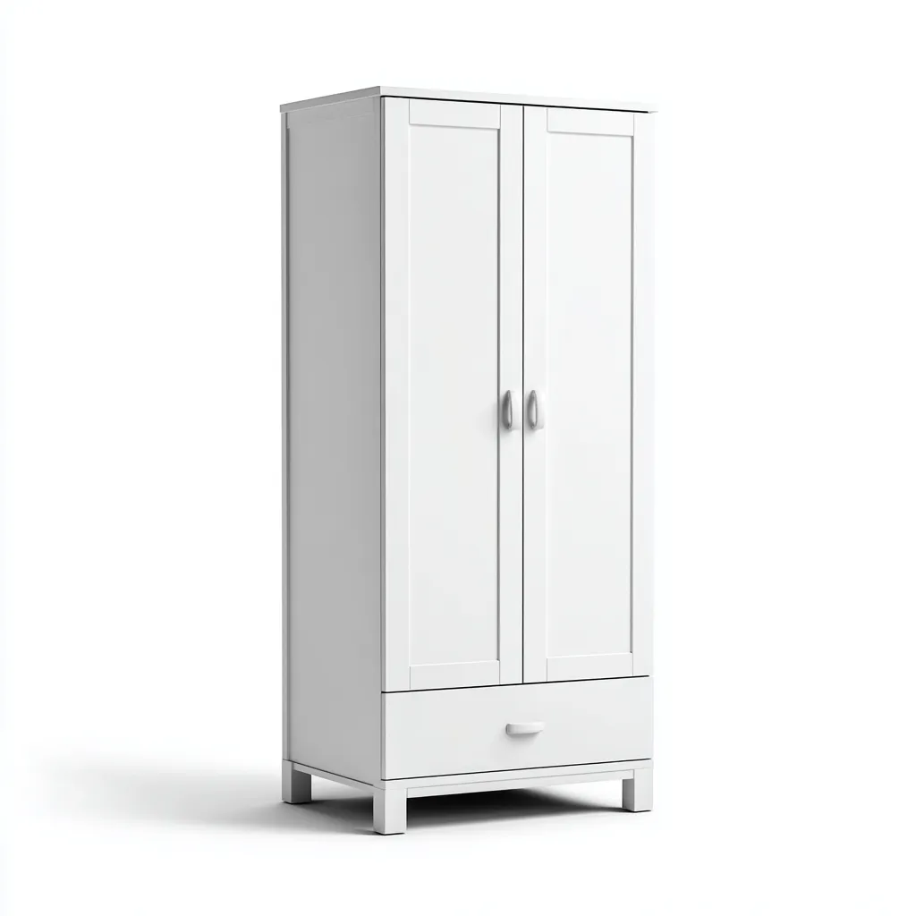 Armadio In Legno Composito Con Finitura Opaca 100x50x180 Cm - Bianco - Design Moderno Per Camera Da Letto-Oakuploft