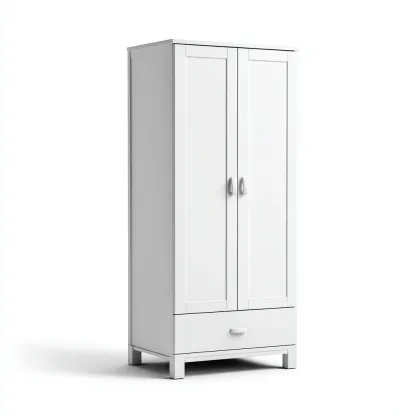 Armadio In Legno Composito Con Finitura Opaca 100x50x180 Cm - Bianco - Design Moderno Per Camera Da Letto-Oakuploft