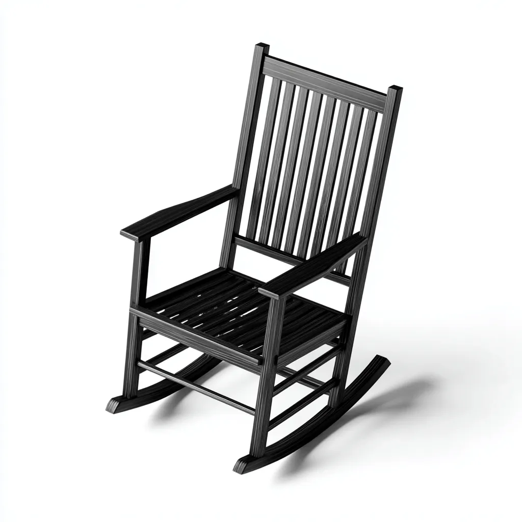 Sedia A Dondolo Legno 60x68x112 Cm - Nero - Adatta Per Soggiorno - Design Classico-Oakuploft