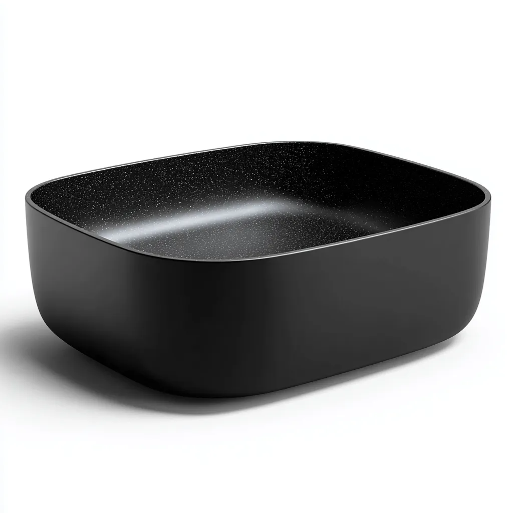 Lavabo In Materiale Composito Nero 50x45x18 Cm - Nero Opaco - Design Moderno-Oakuploft