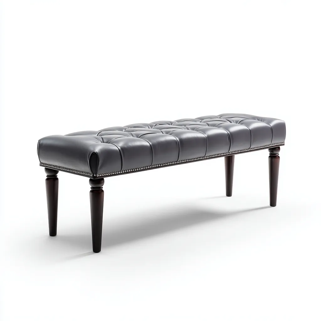 Panca Per Letto Pelle 110X40X47 Cm Grigio Scuro Gambe In Legno Design Classico Uso In Camera Da Letto-Oakuploft