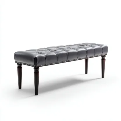 Panca Per Letto Pelle 110X40X47 Cm Grigio Scuro Gambe In Legno Design Classico Uso In Camera Da Letto-Oakuploft