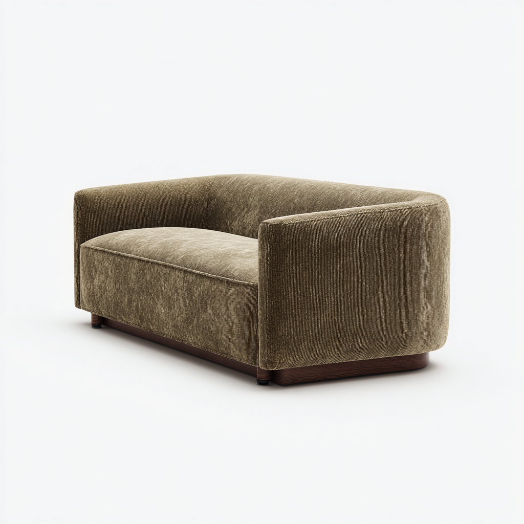 Divano A Due Posti-Tessuto-165X90X78 Cm-Marrone Oliva-Design Moderno-Oakuploft