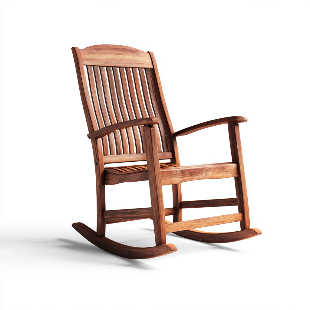 Sedia A Dondolo-Legno Massello-100X65X105 Cm-Marrone-Design Classico-Oakuploft