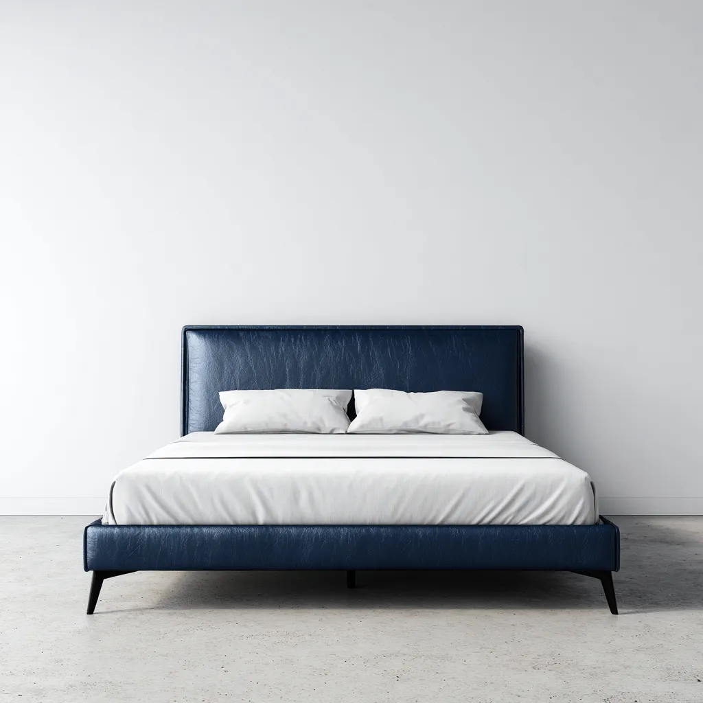 Letto Matrimoniale Pelle 200x160x112 Cm - Blu Scuro - Design Moderno Per Camera Da Letto-Oakuploft