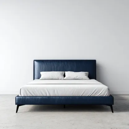 Letto Matrimoniale Pelle 200x160x112 Cm - Blu Scuro - Design Moderno Per Camera Da Letto-Oakuploft